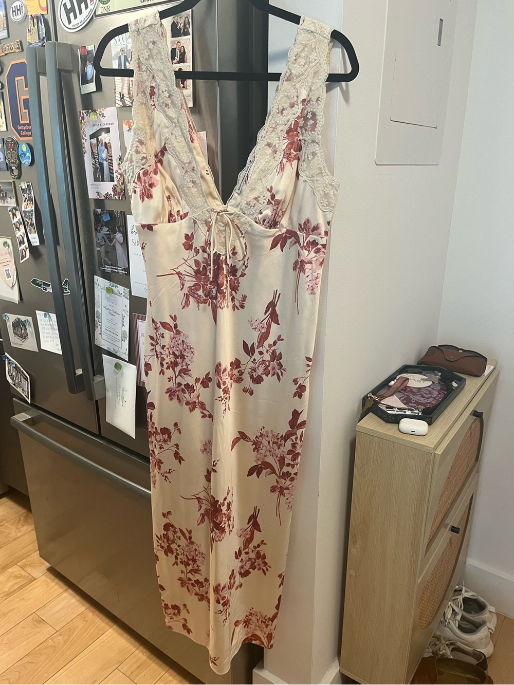 Abercrombie & Fitch Cream Slip Dress with Pink Floral Print - Picture 1 of 3